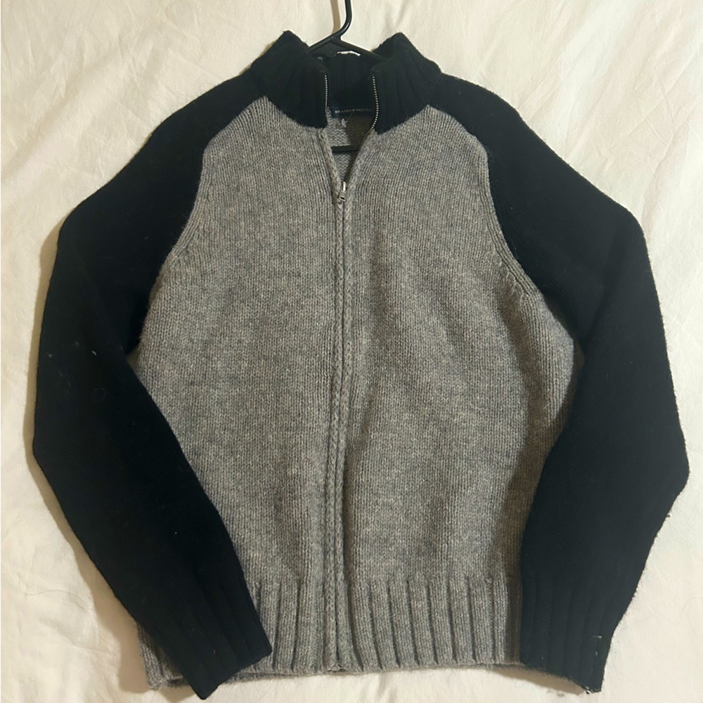 Brandy Melville grey, black sleeve full zip sweater